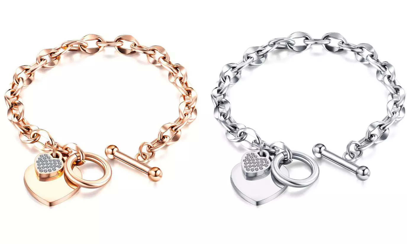 1 o 2 pulseras con adornos de corazón y cristales Swarovski® - Primary Image