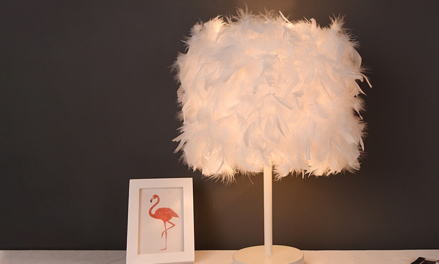 Image 2: Feather Bedside Table Lamp