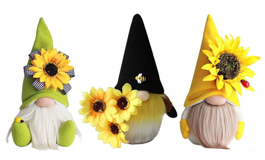 Image 1: Sunflower and Bee Faceless Gnome Decoration