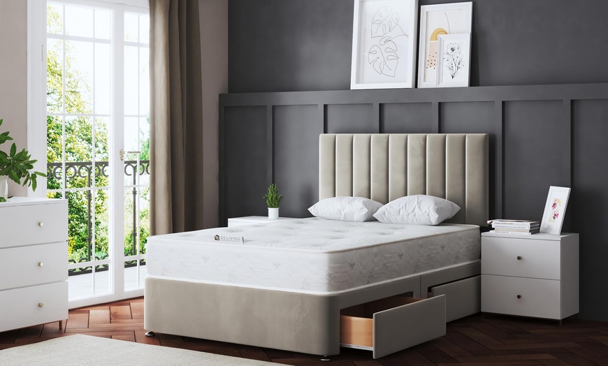 Image 2: DS Living Amelia Upholstered Panel Divan Bed with Optional Mattress
