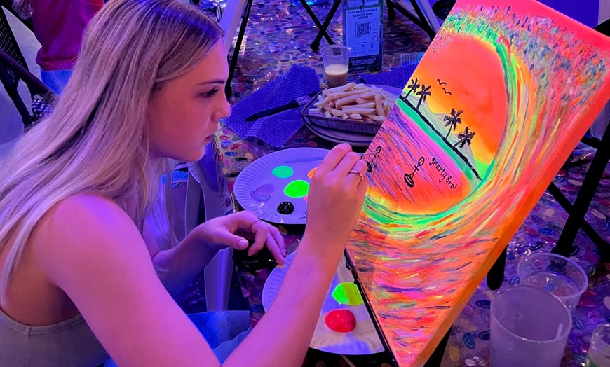 Image 1: Up to 48% Off UV Glow Paint and Sip Sessions