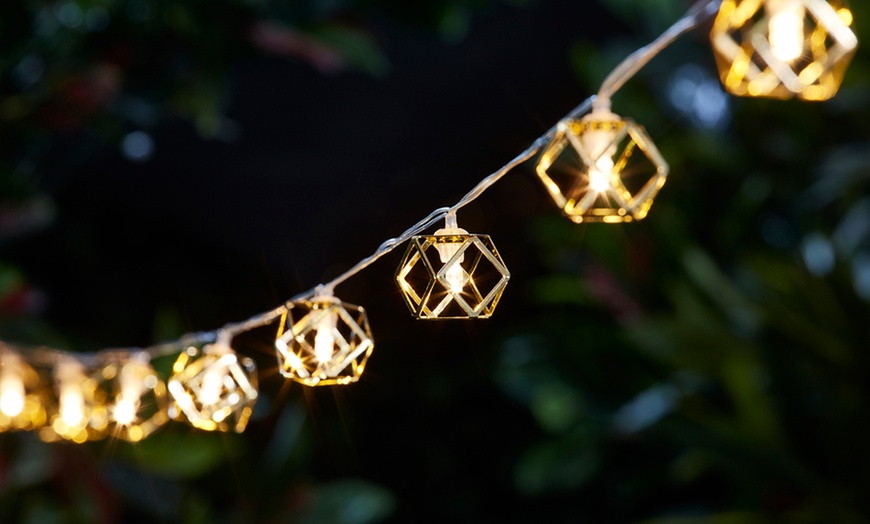 Image 1: Gold Solar Cage String Lights