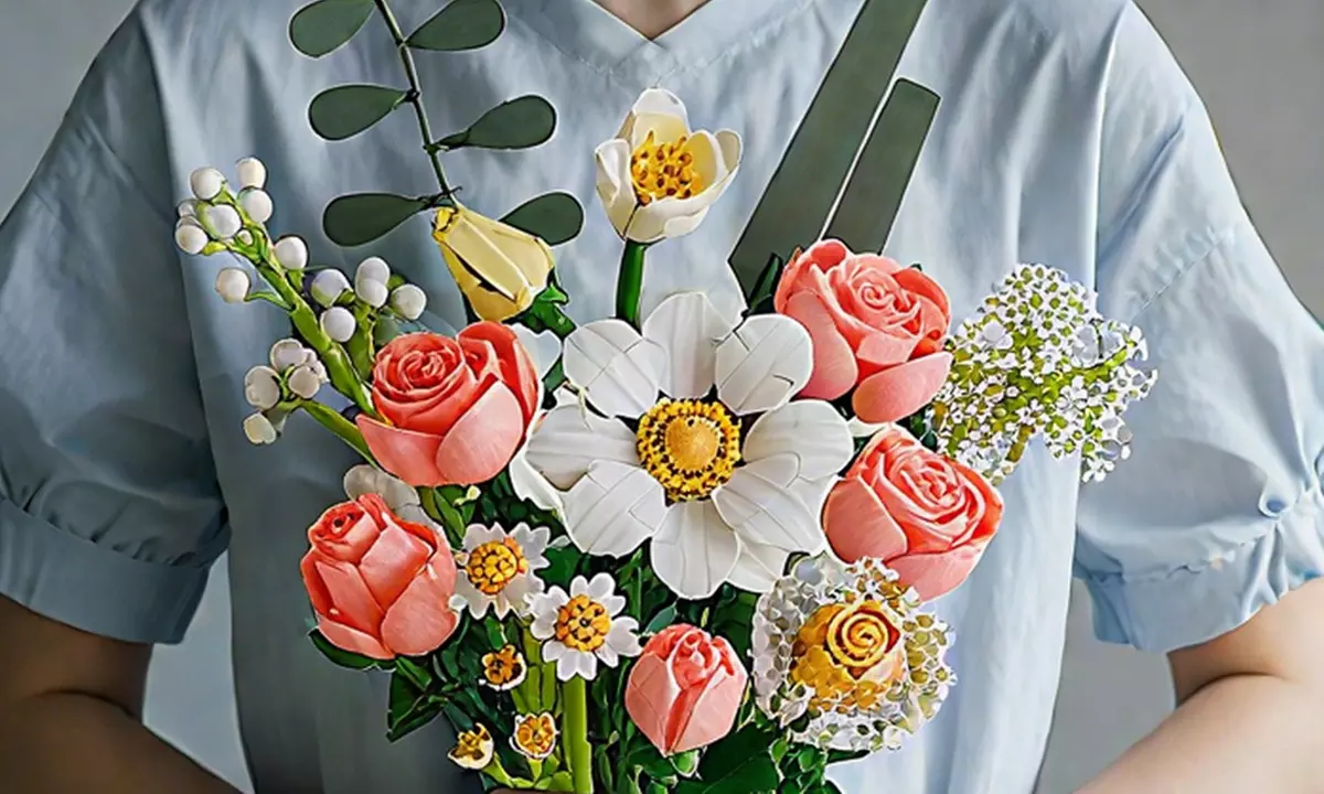 Wildflower Bouquet Building Blocks, Creative DIY Flower Model Toy Set