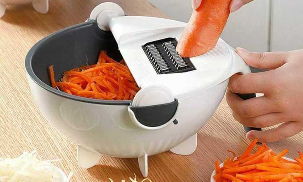 Cestello multifunzione affetta, grattugia e scola con 7 lame diverse incluse - Primary Image