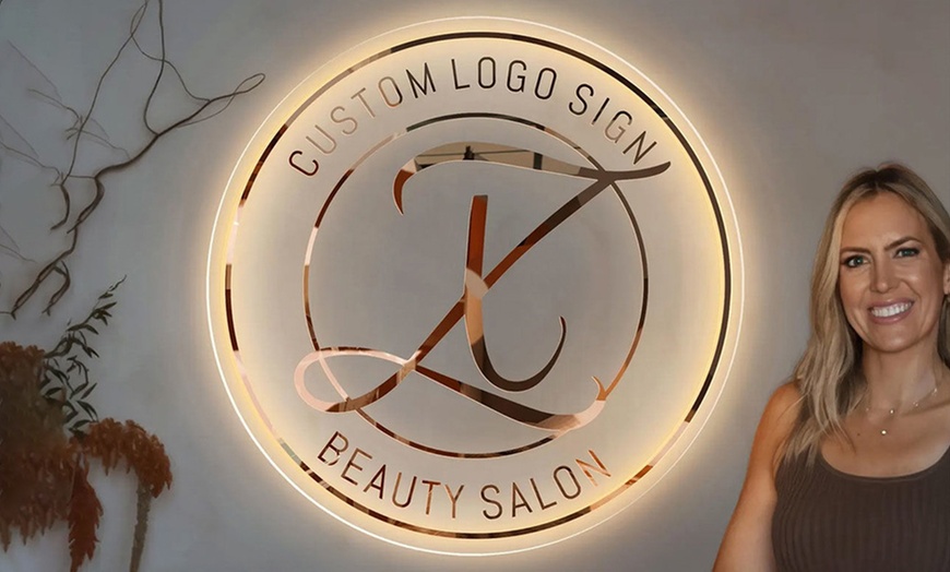 Image 1: Brighten Up Your Space with One or Two Custom Business Logo Neon Signs