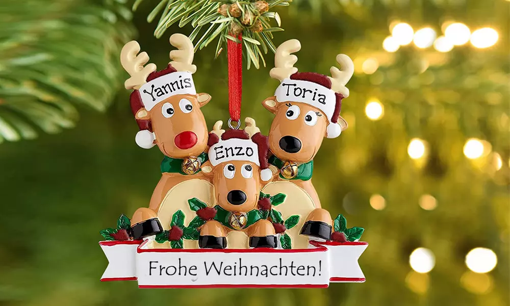 1x, 2x oder 3x beschreibbare Weihnachtbaum-Deko mit Rentier-Motiv
