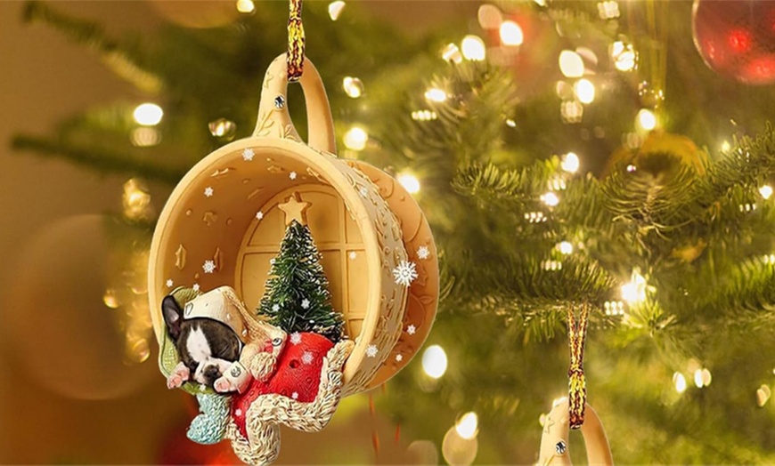 Image 3: Christmas Puppy Sleeping Hanging Ornament