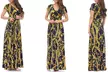 Women's Designer Chain Print Maxi Dress with Belt - Second Medium