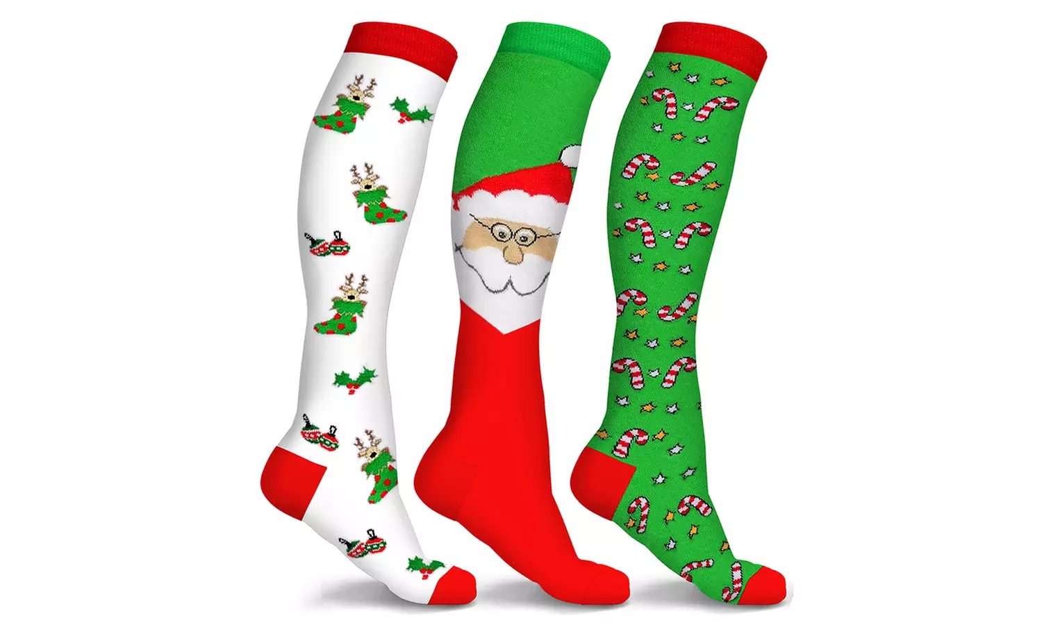 Holiday Fun Knee High Compression Socks (3-Pairs) - Second Medium