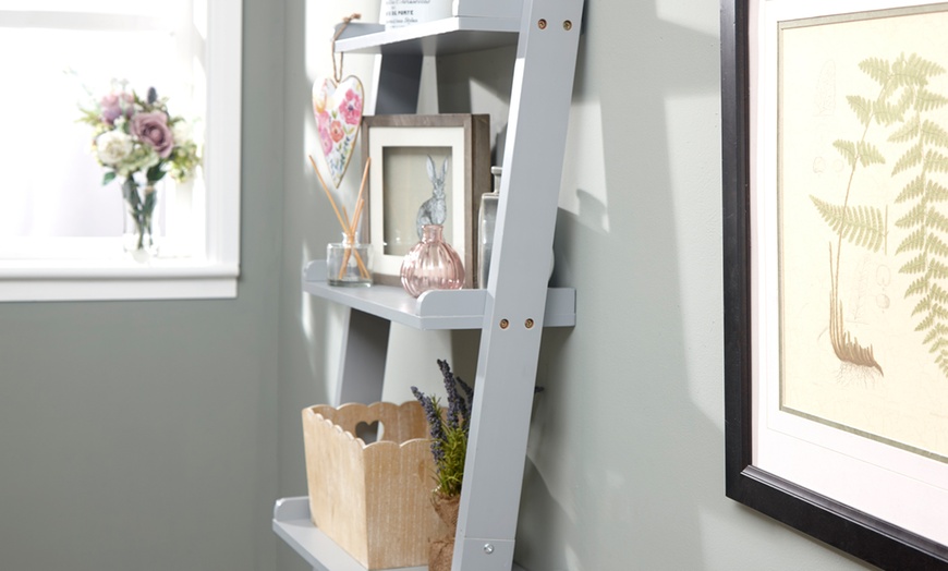 Image 5: Grey or White Ladder Shelf