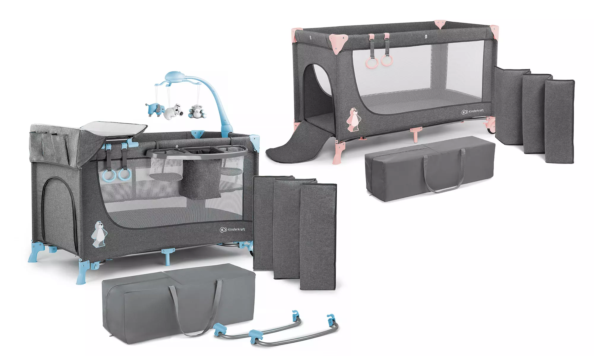 Lit de voyage Kinderkraft Joy avec fonction du parc 2 en 1 pour enfant, accessoires en option, livraison gratuite - Primary Image