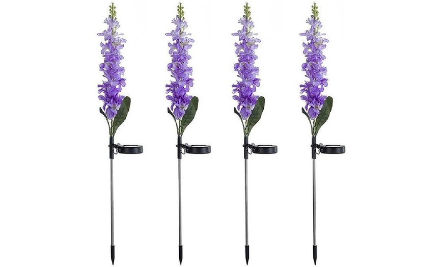 Image 18: One, Two or Four Solar Artificial Violets Flowers Lights