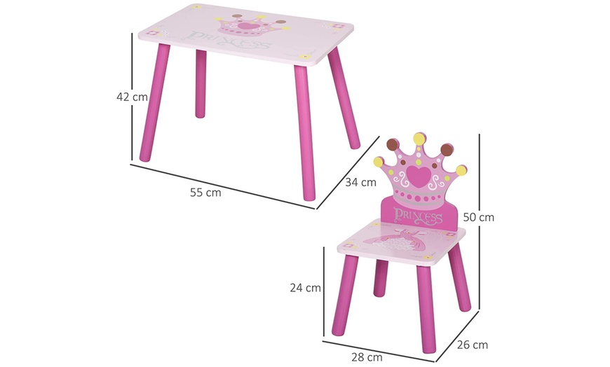 Image 5: HomCom Three-Piece Kids' Wooden Table and Chair Set