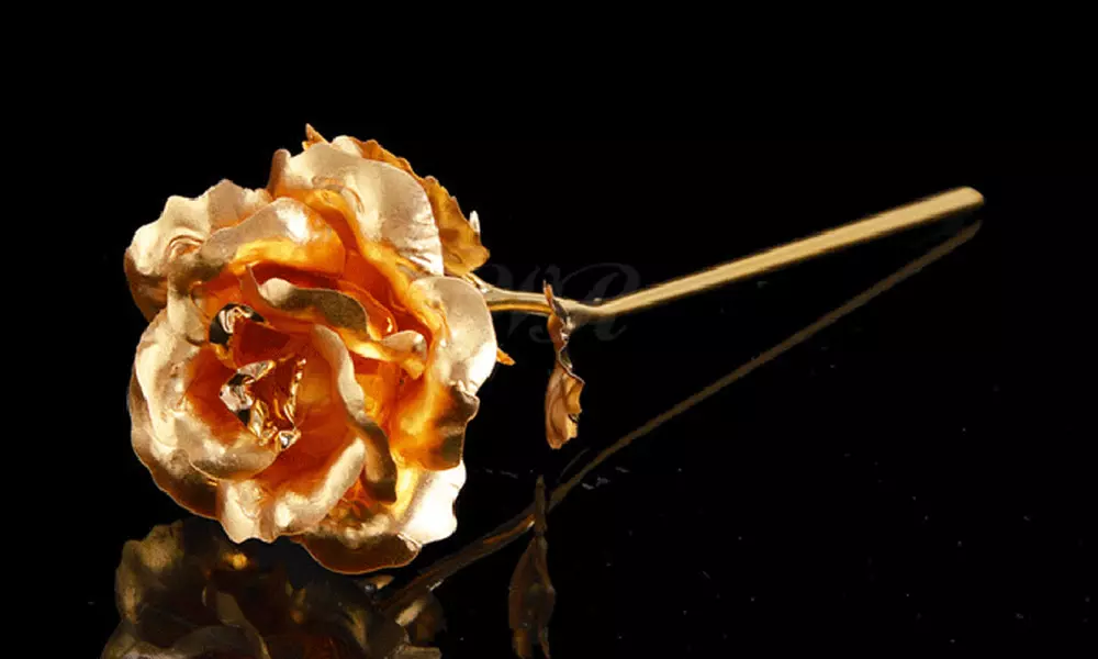24K Gold-Plated Handmade Decorative Rose - Second Medium