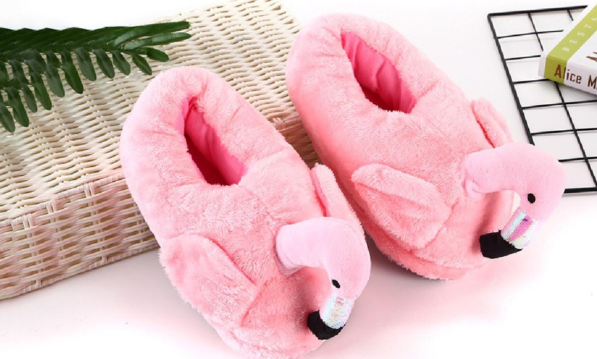 Image 8: Flamingo Plush Slippers