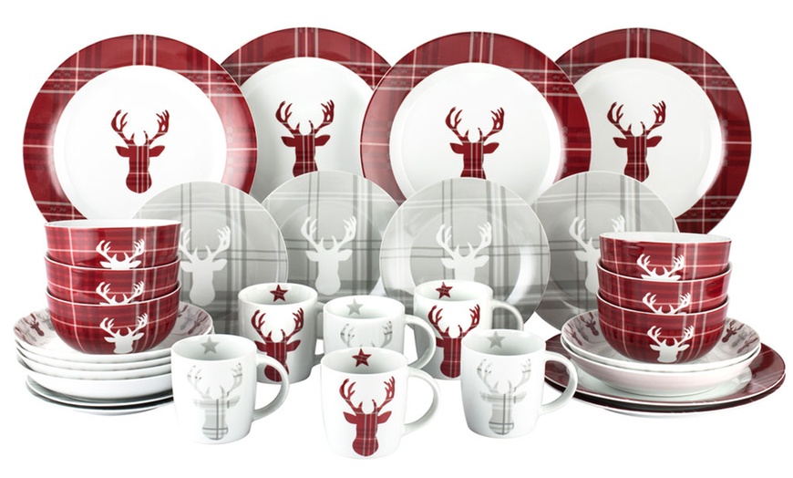 Image 1: Waterside 30-Piece Highland Stag Dinner Set