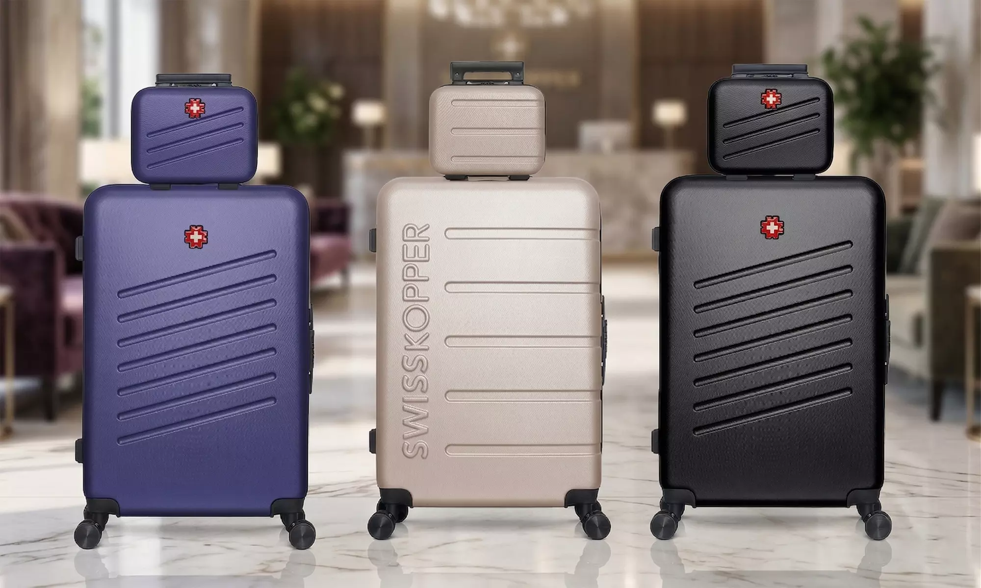 Lot avec valise grand format et vanity Swiss Kopper