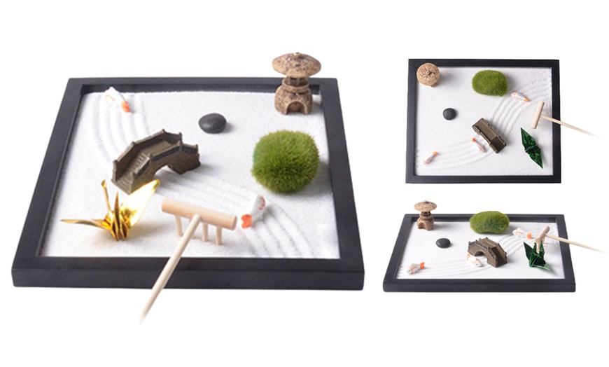 Image 1: Desktop Zen Garden Kit with Accessories