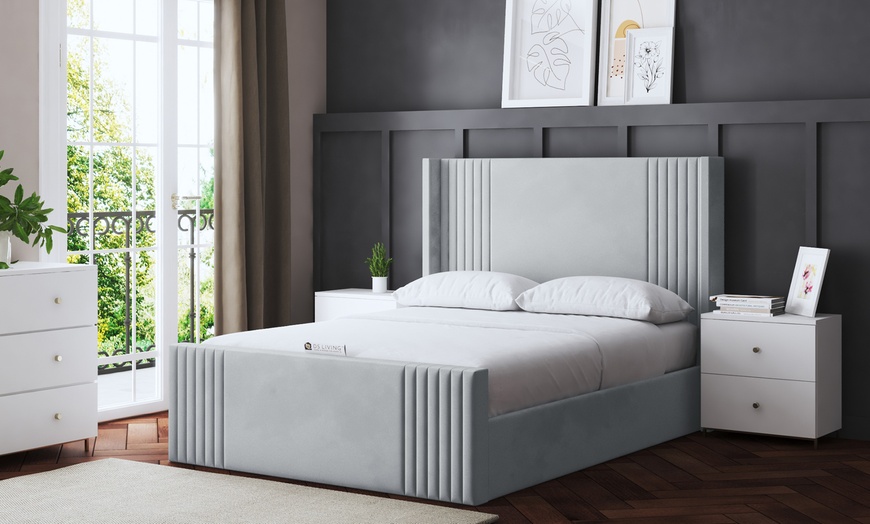 Image 5: Elara Wing Panel Ottoman Bed With Optional Mattress