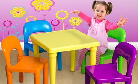 Kids' Table Set with 4 Chairs