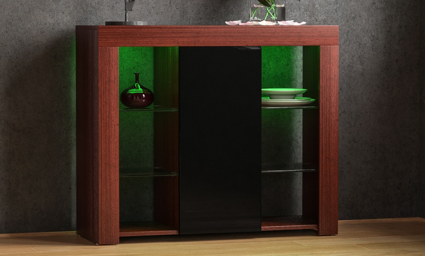 Image 48: Vida Designs Azura One-Door LED Sideboard