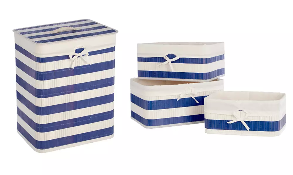 Nautical Laundry Hamper, Three Storage Boxes or Both - Primary Image