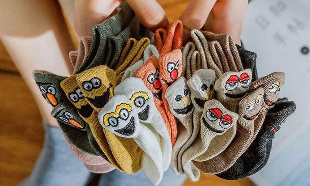 1, 5 o 10 paia di calzini con fantasia facce divertenti