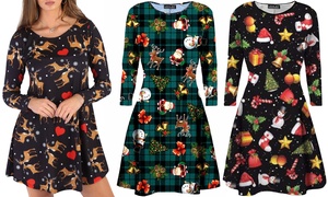 Christmas Digital Print Swing Dress