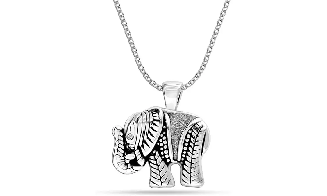 Italian Fine 925 Sterling Silver Artisan Elephant Necklace
