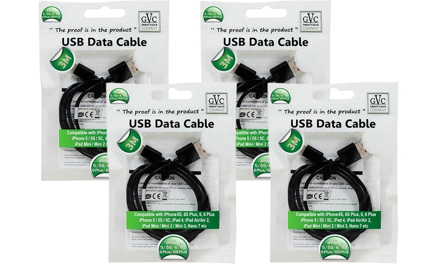 Image 6: GVC USB Data Cable 3m Compatible with iPhone 5, 6, and iPads 