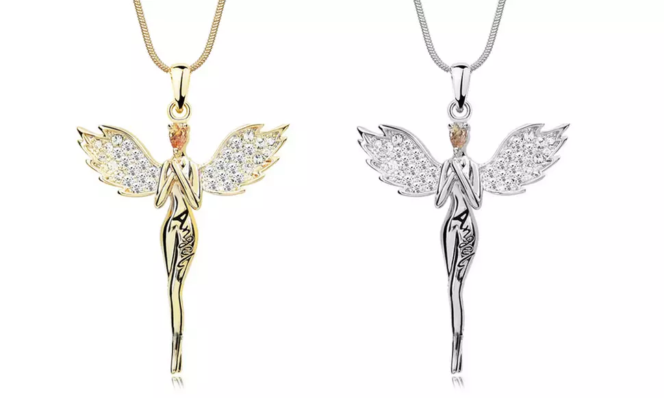 1x oder 2x Schutzengel-Halskette mit Zirkonia-Kristallen