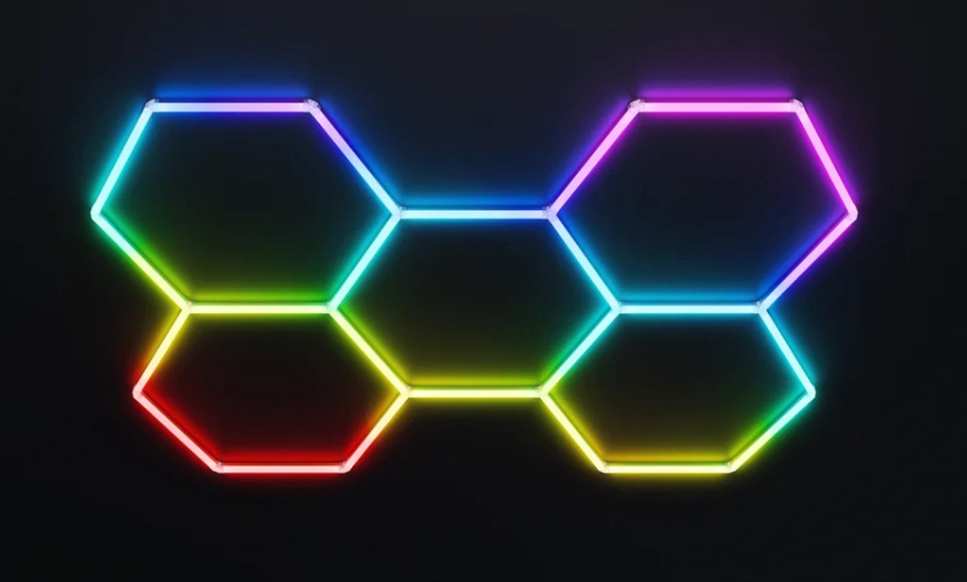 Image 1: LED Lights: Brighten Your Home with 5 or 15 Sets of RGB Hexagon/Honeycomb Lights (Up to 58% Off)