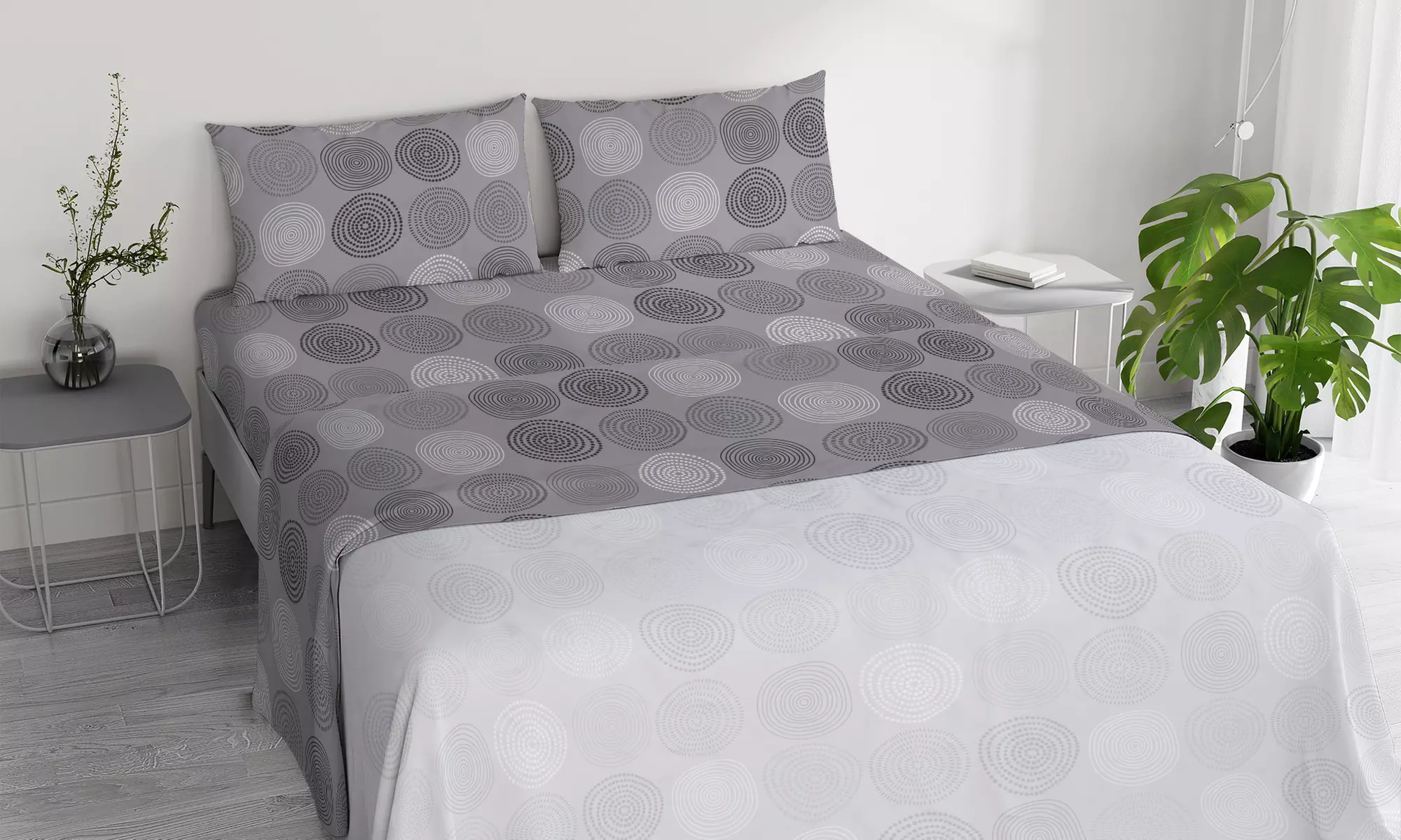 Completo letto stampato in cotone Made in Italy