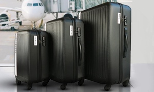  3-Pc White Stripe Luggag... 