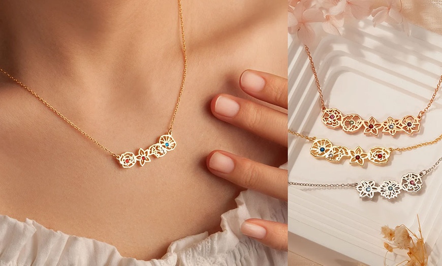 Image 11: Personalised Birth Flower Necklace