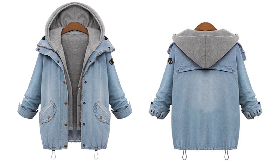 Image 1: Women's Hooded Denim Jacket