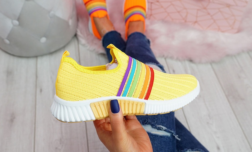 Image 19: Rainbow Knitted Slip-On Trainers