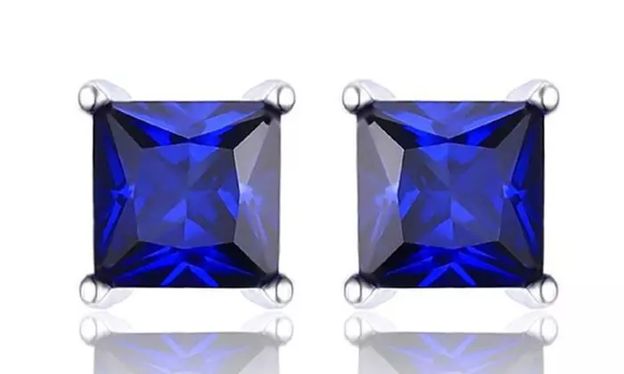 2.00 CTTW Princess Cut Sapphire Studs