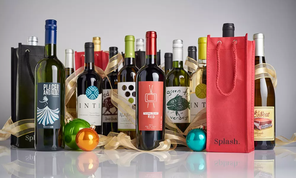 15 Bottle Holiday Wine Pack with Cloth Gift Bags from Splash Wines (Up to 76% Off) - Primary Image