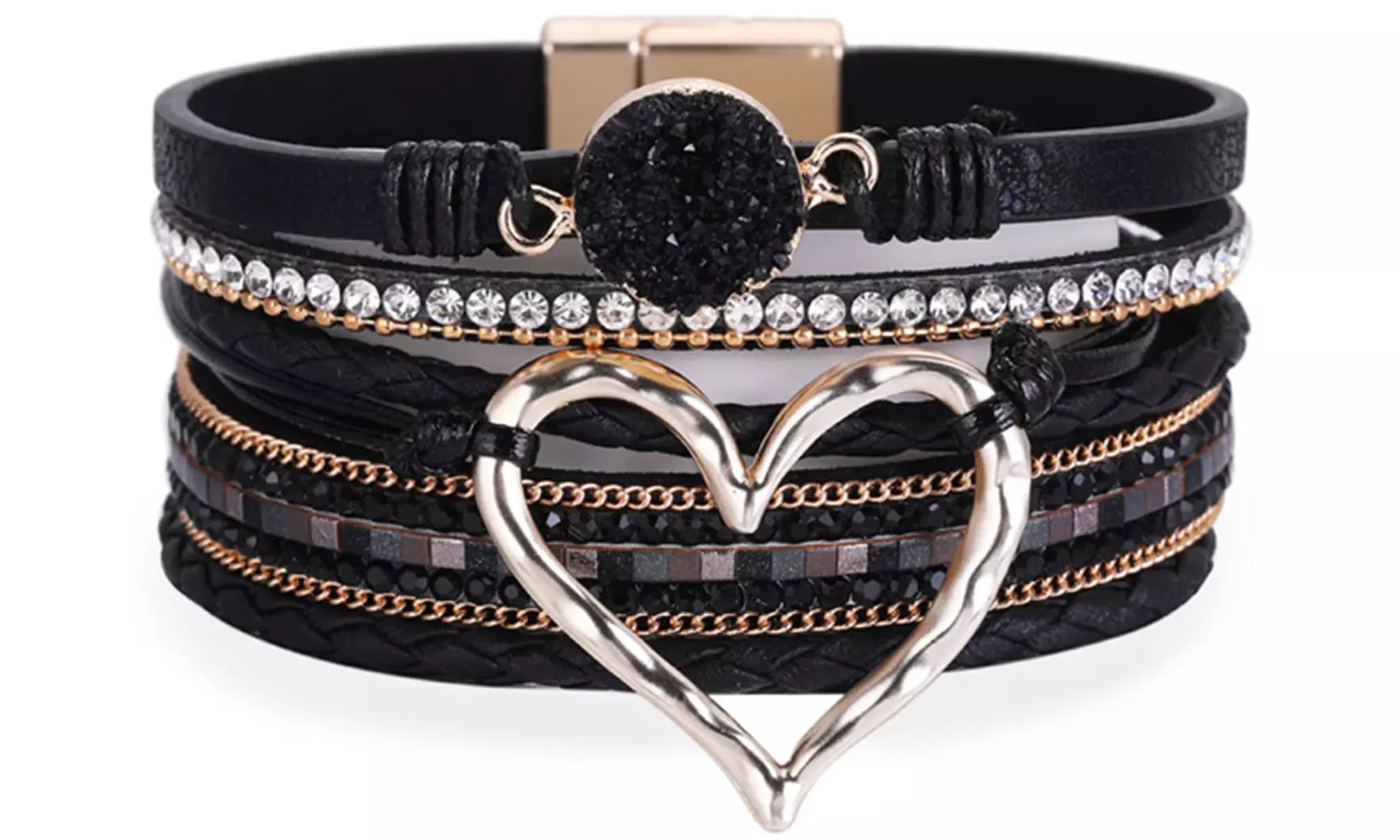 One or Two Heart-Pendant Wrap Bracelets
