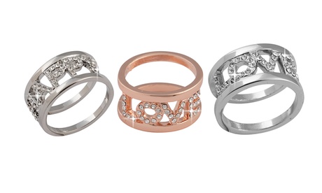 Anelli adornati con cristalli Swarovski® disponibili in 2 modelli e colori e 3 taglie