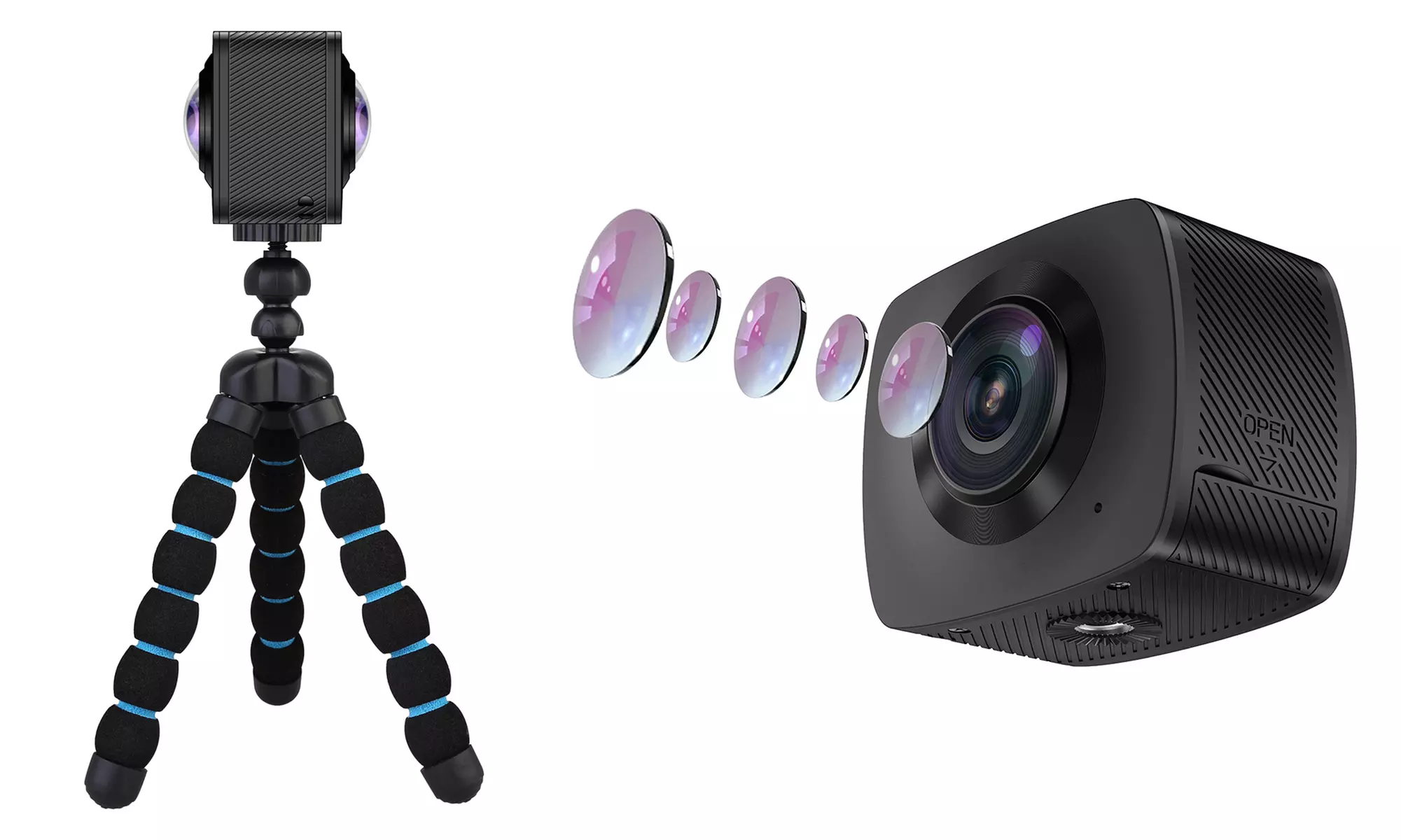 Caméra de sport 360º Double optique Full HD Wifi avec trépied + carte SD en option - Primary Image