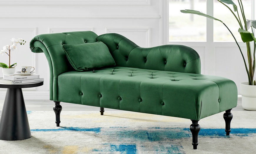 Image 13: Velvet Chaise Lounge Sofa 