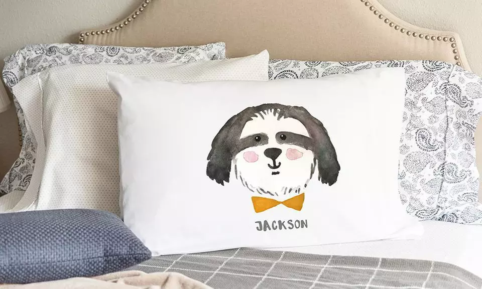 One, Two, Three, Five, or 10 Personalized Whimsical Dog and Cat Pillowcases from Qualtry (Up to 80% Off) - Second Medium