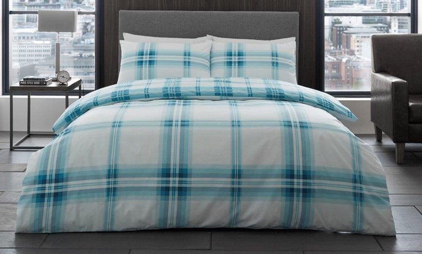 Image 3: Bardsley Check Printed Duvet and Pillowcase Set