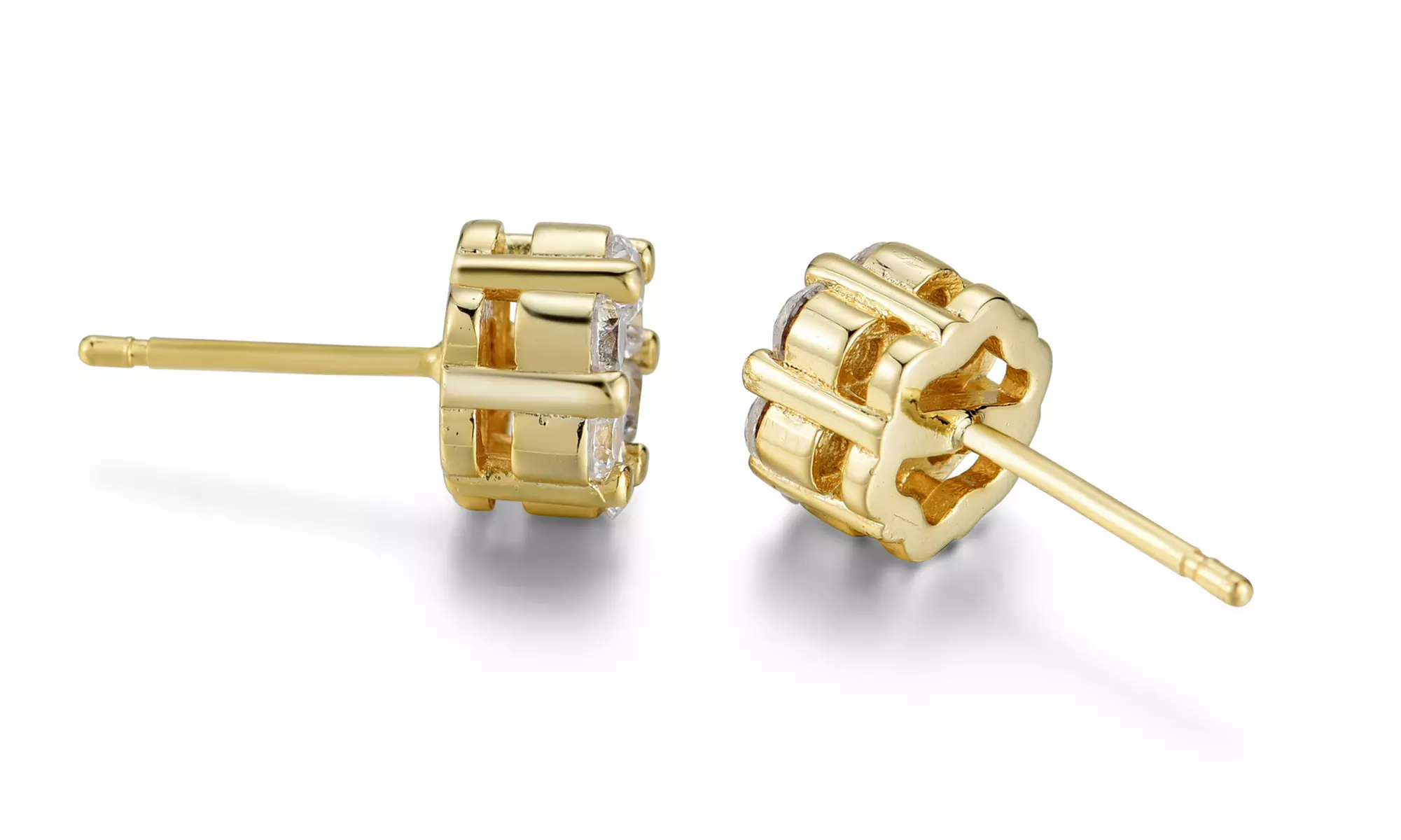 Flower Stud Earrings Set Made with Cubic Zirconia Stones