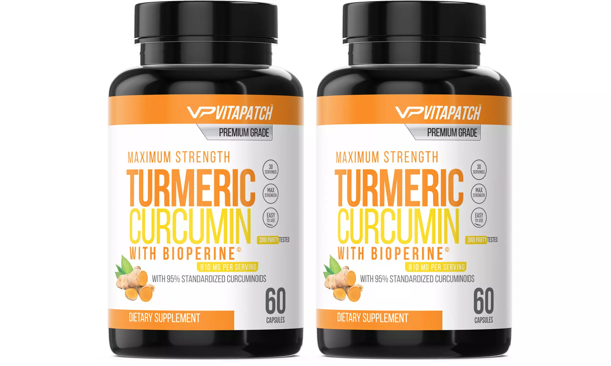 Premium Grade Turmeric Curcumin 95% with BioPerine Black Pepper Extract (1-, 2-, or 3-Pack) - Second Medium