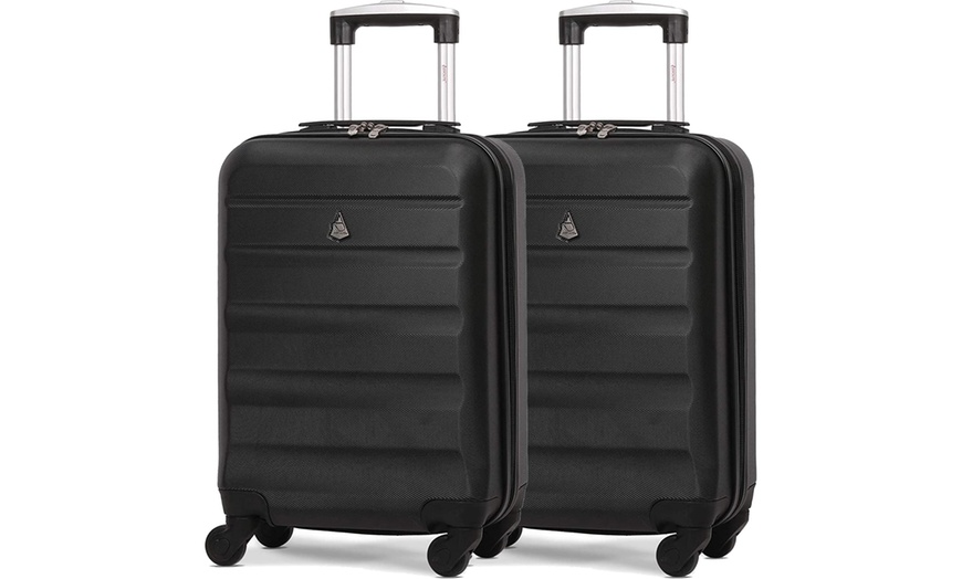 Image 7: Aerolite 4 Wheel Hard Shell Cabin Luggage Suitcase