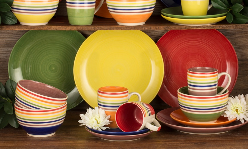 Image 4: Waterside 24-Piece Rainbow Stripe Dinner Set