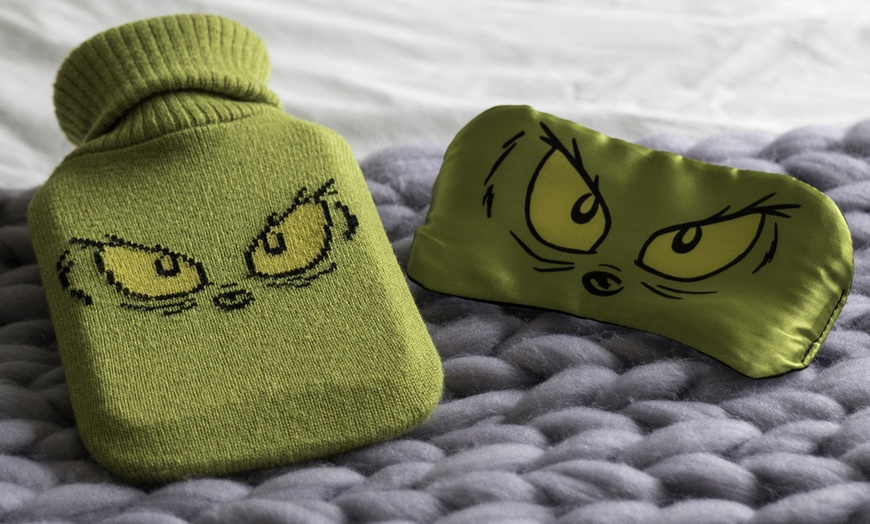 Image 1: One or Two Grinch Hot Water Bottle Gift Sets